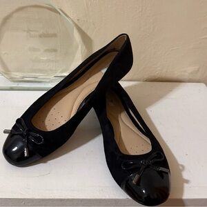 Geox Black Suede Women's Flats with Bow Detail